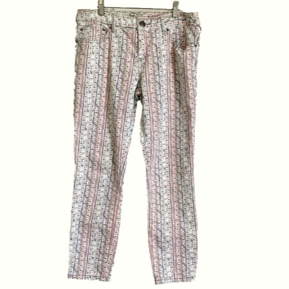 Free People Jeans Boho Geometric Printed Skinny Pants Women’s 29 Vintage Hippie